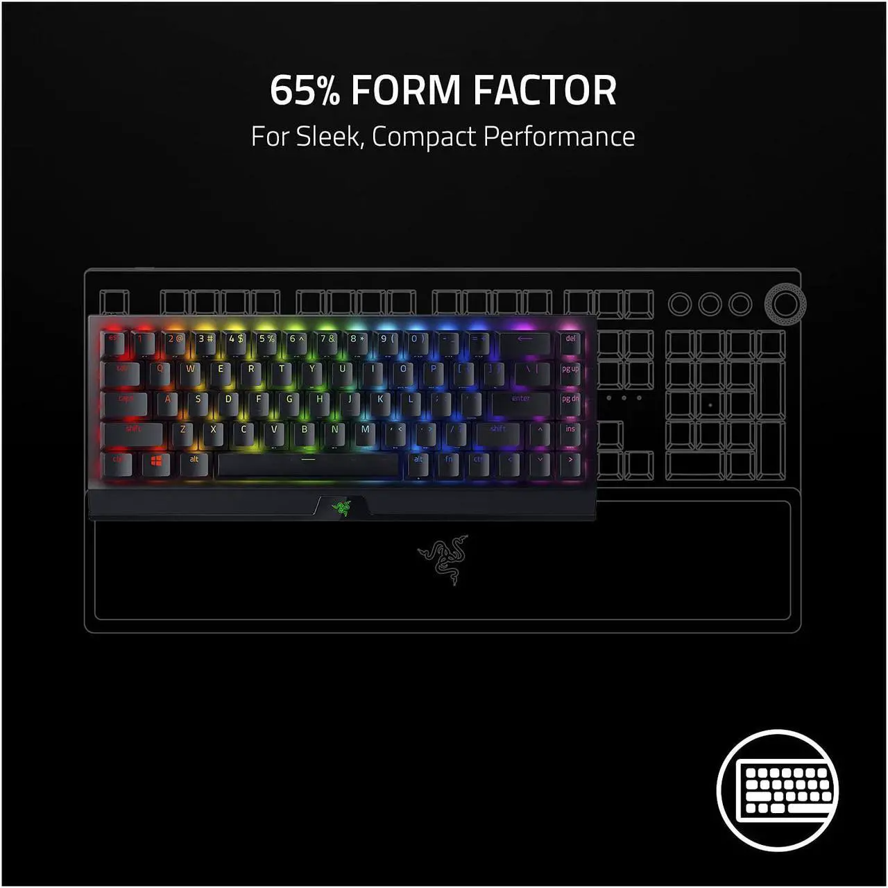 Razer BlackWidow V3 Mini HyperSpeed 65% Wireless Mechanical Gaming Keyboard (Razer Renewed)