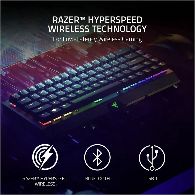 Razer BlackWidow V3 Mini HyperSpeed 65% Wireless Mechanical Gaming Keyboard (Razer Renewed)