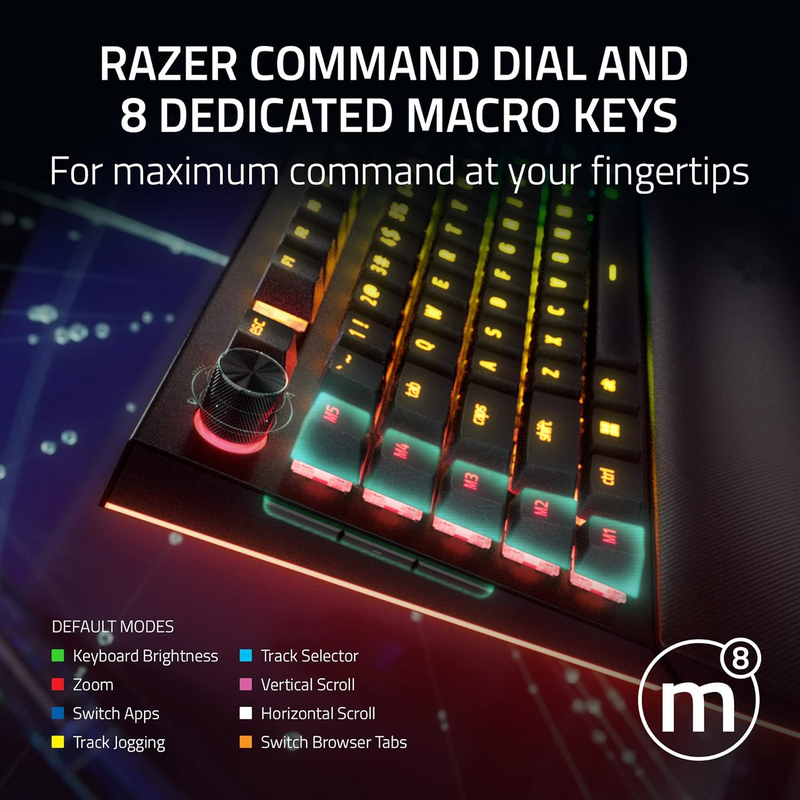 Razer BlackWidow V4 Pro Gaming Keyboard (Green Switch) (Razer Renewed)