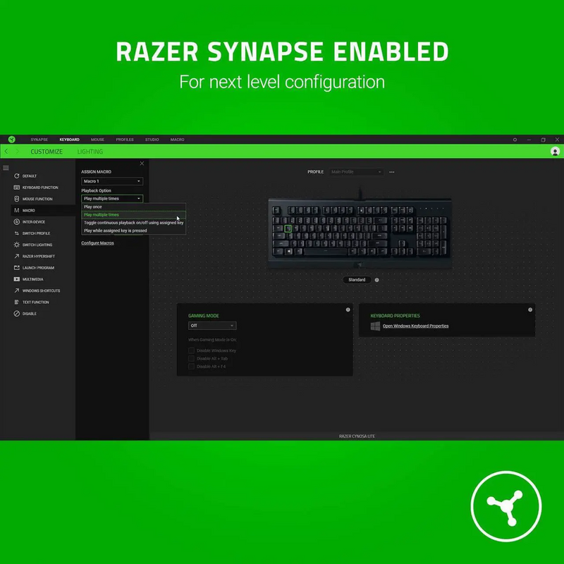Razer Cynosa Lite Keyboard - US Layout (Razer Renewed)