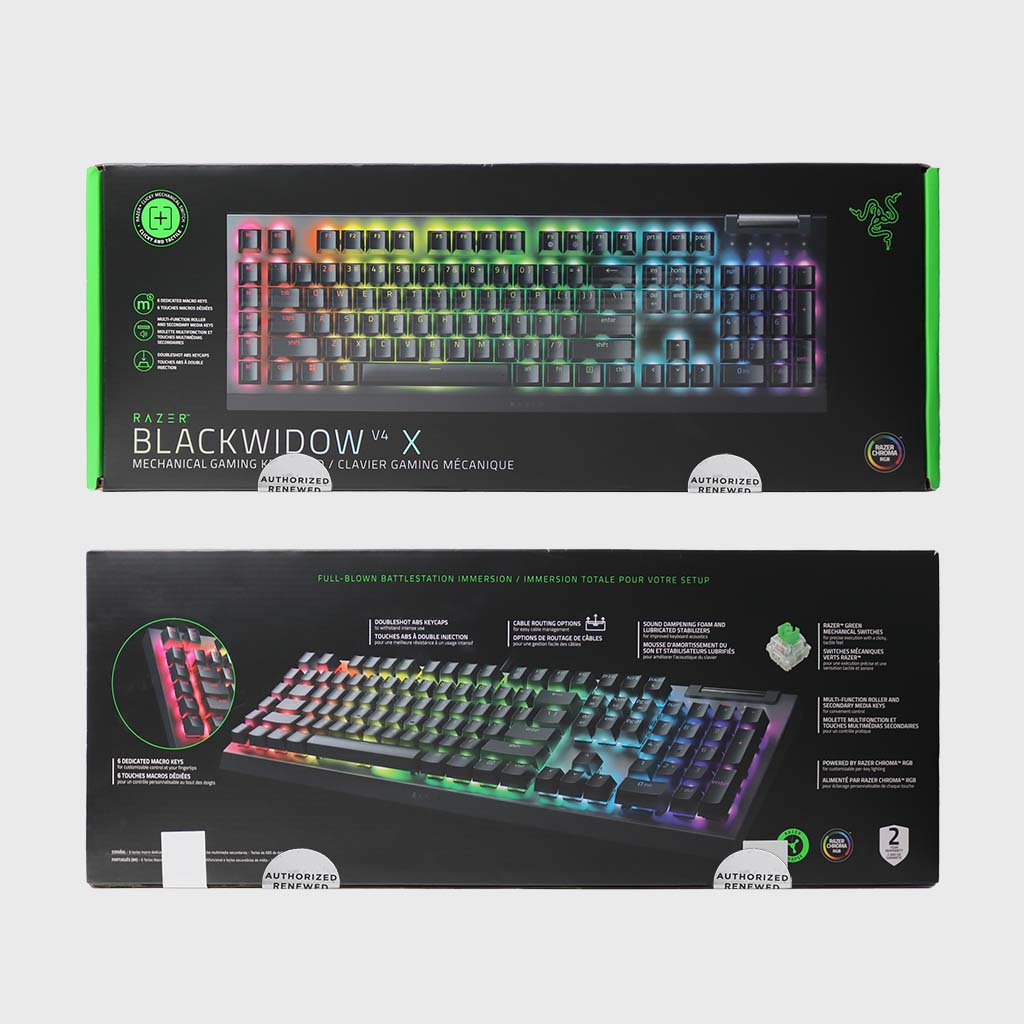 Razer BlackWidow V4 X Gaming Keyboard (Green Switch) (Razer Renewed)