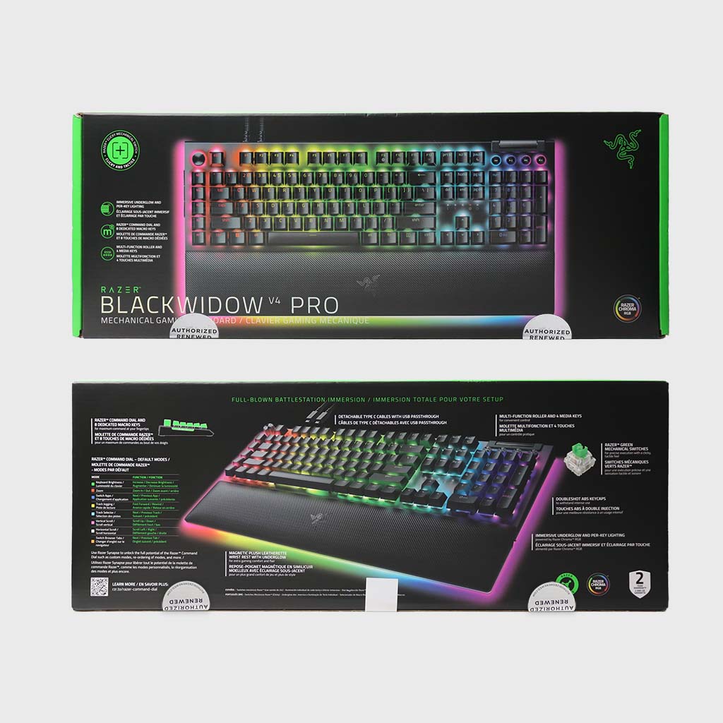 Razer BlackWidow V4 Pro Gaming Keyboard (Green Switch) (Razer Renewed)