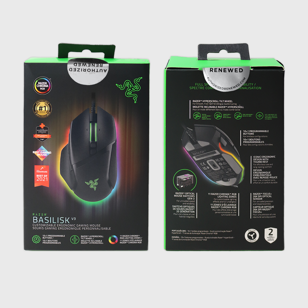 Razer Basilisk V3 Customizable Ergonomic Gaming Mouse (Razer Renewed)