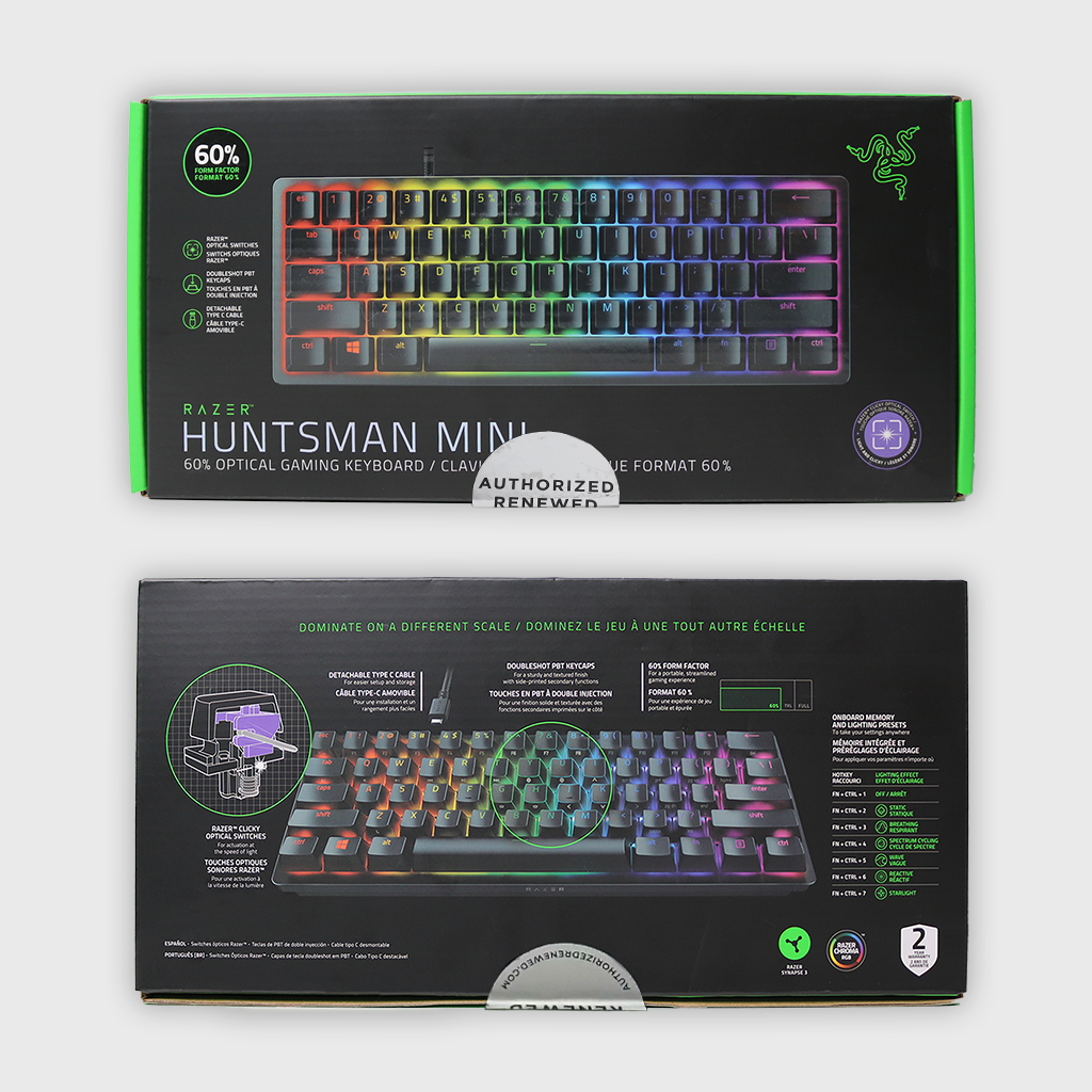 Razer Huntsman Mini Gaming Keyboard - Clicky Purple Switch (Razer Renewed)