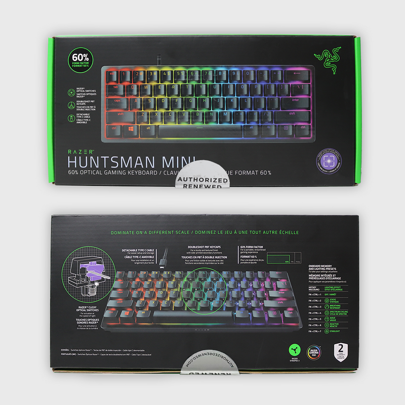 Razer Huntsman Mini Gaming Keyboard - Clicky Purple Switch (Razer Renewed)