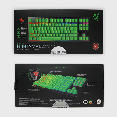 Razer Huntsman TE Gaming Keyboard - Green Keycaps - US Layout (Razer Renewed)