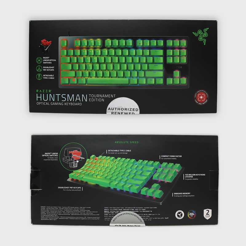 Razer Huntsman TE Gaming Keyboard - Green Keycaps - US Layout (Razer Renewed)