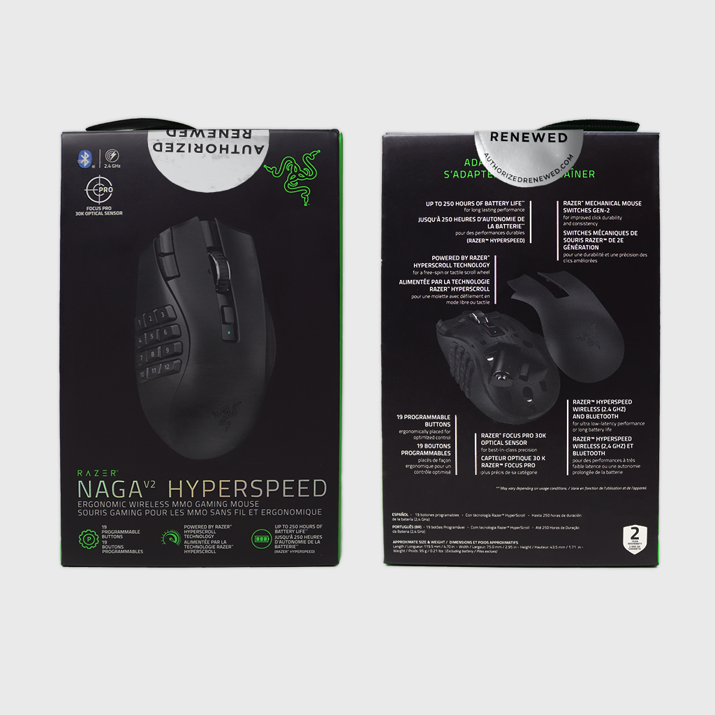 Razer Naga V2 HyperSpeed Wireless MMO Gaming Mouse (Razer Renewed)