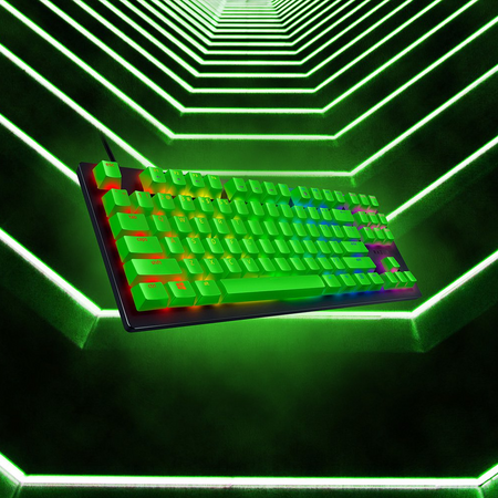 Razer Huntsman TE Gaming Keyboard - Green Keycaps - US Layout (Razer Renewed)